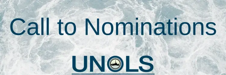 Call to Nominations with UNOLS logo on ocean water background